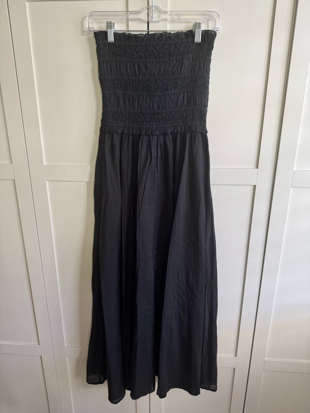 J. Crew Smocked Maxi Dress in Organic Cotton Voile Size XS Black - Picture 4 of 6